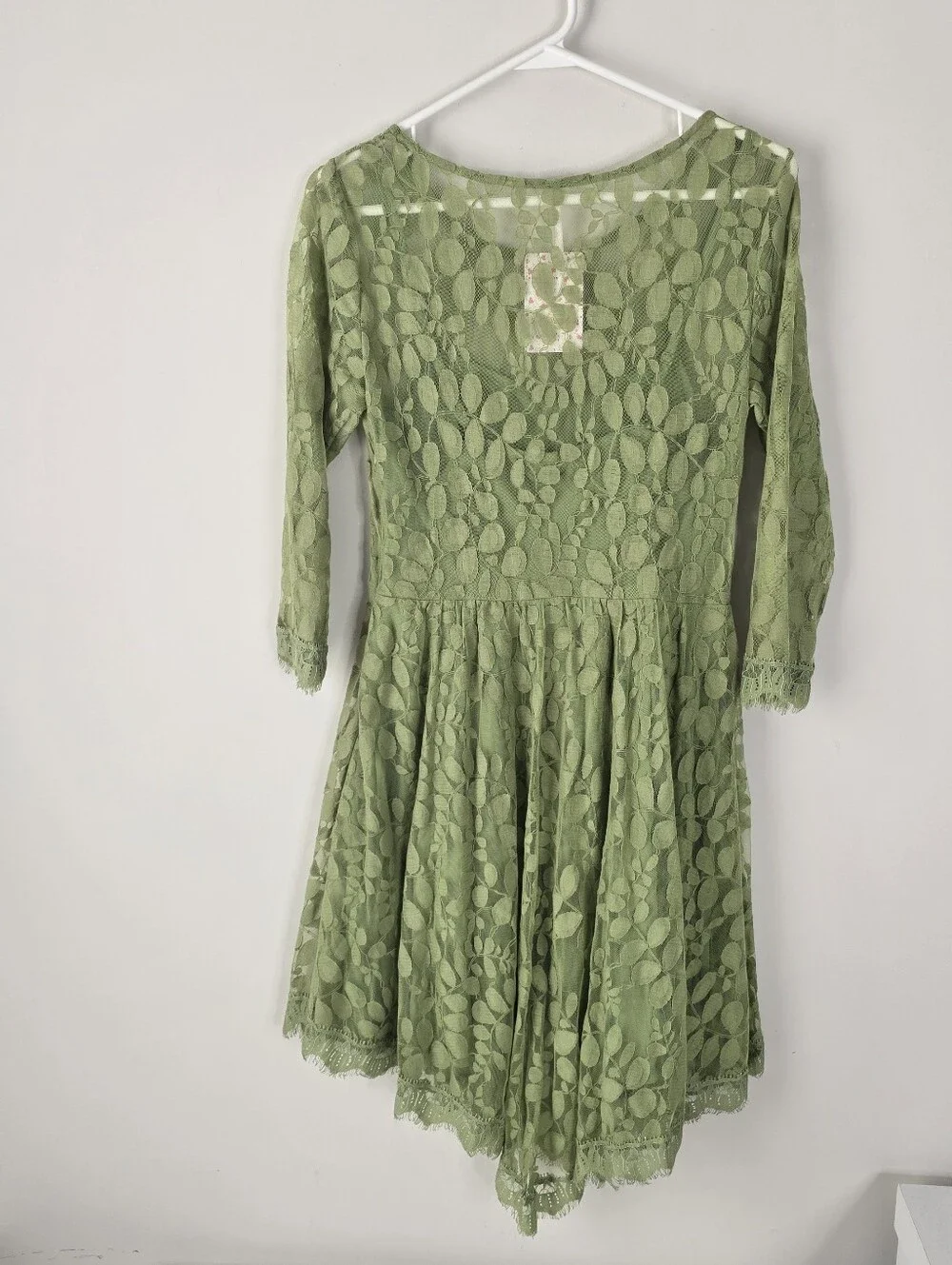 Free People Floral Mesh Lace Dress Green NWT Size 6 Boho Chic Fairycore Romantic